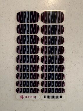Jamberry Black Nail Wraps with Purple and Blue Ribbon Stripes